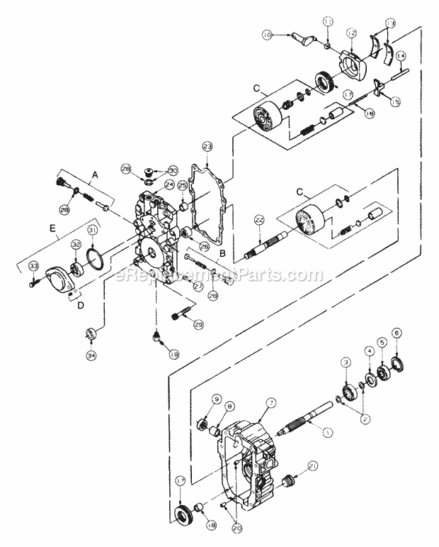 Hydrostatic Pump Diagram and Parts List for 2206 13A-298M100 Cub Cadet Lawn Tractor